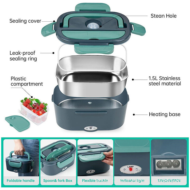 2-in-1 Electric Heated Lunch Box for Car & Home