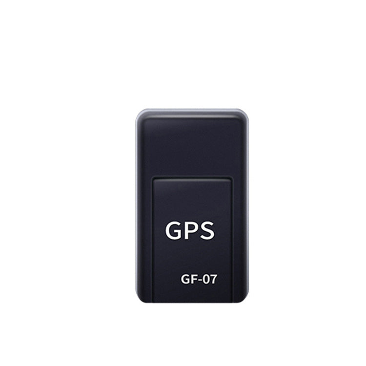 Black GPS tracker with 'GPS' and 'GF-07' text on a white background