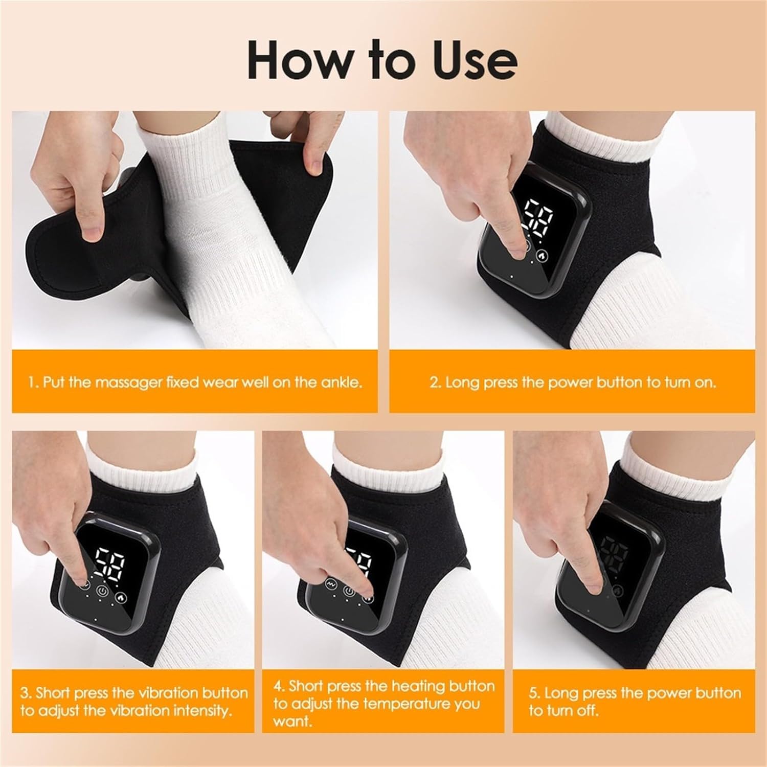 Cordless Ankle Massager With Heat, Ankle Heating Pad With Massage