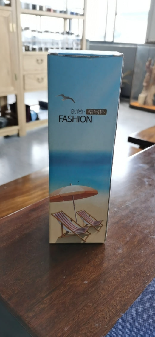 Product packaging on a wooden surface with a blurred background
