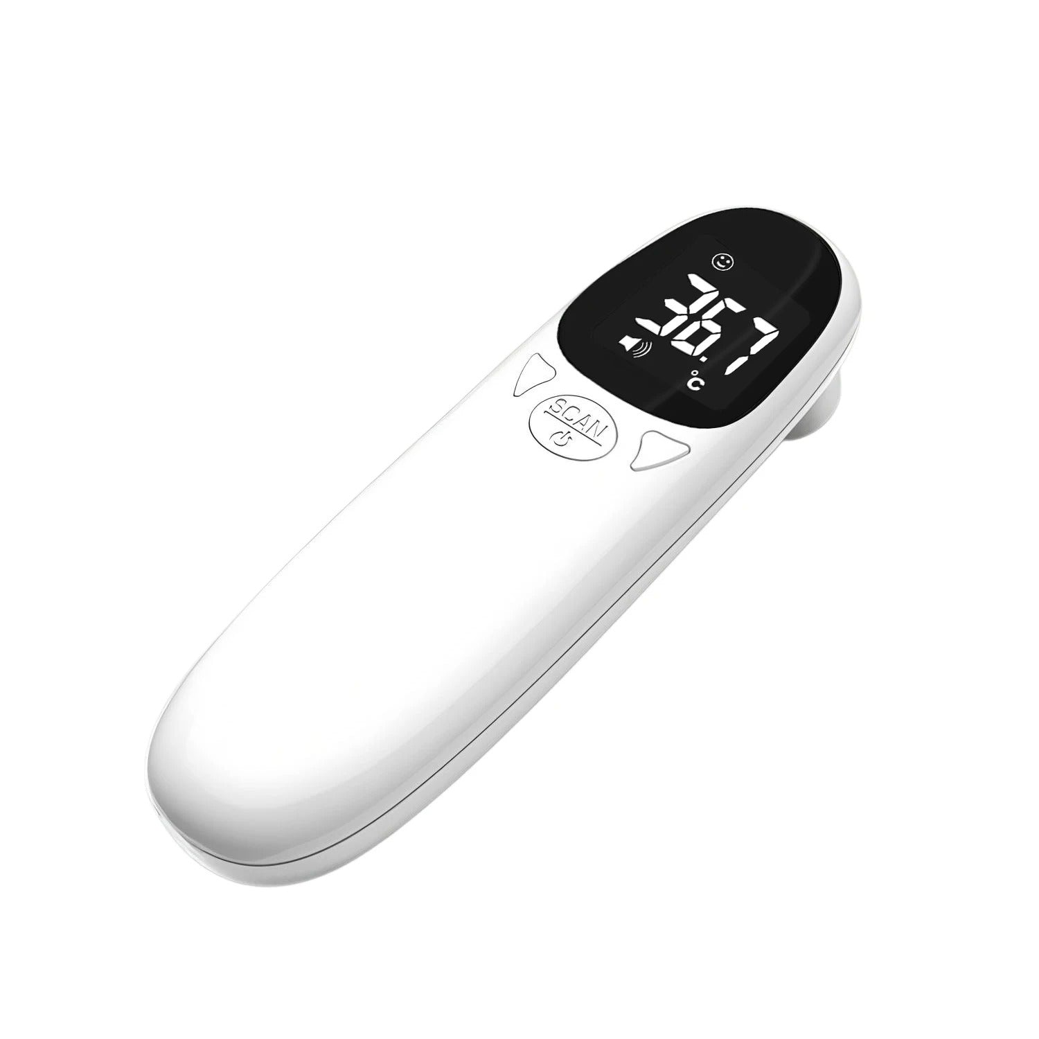 White electronic thermometer on a white background