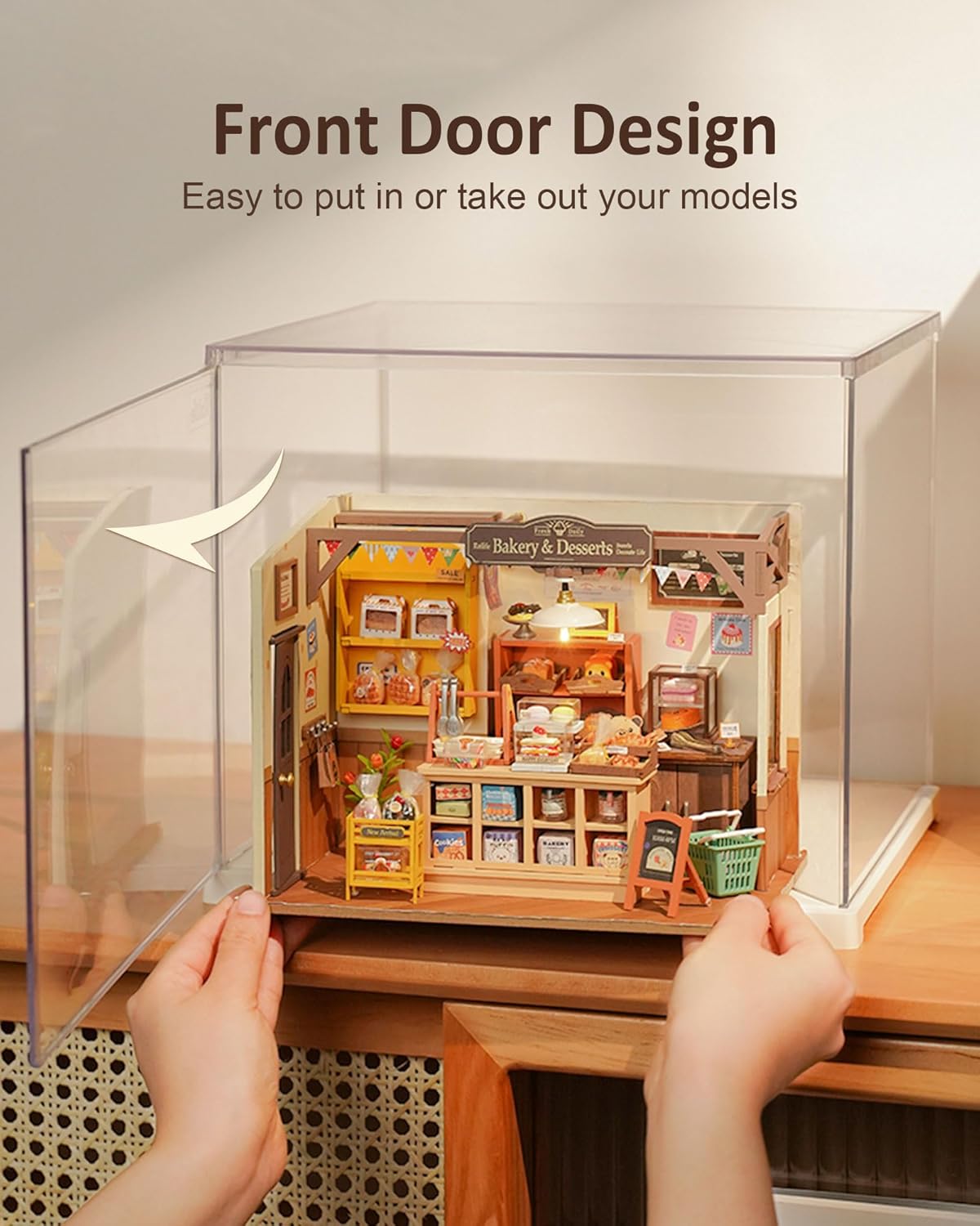 Rolife Acrylic Display Case, Transparent Dust Cover, Suitable For Miniature Houses And 3D Puzzle Models, Stackable Design