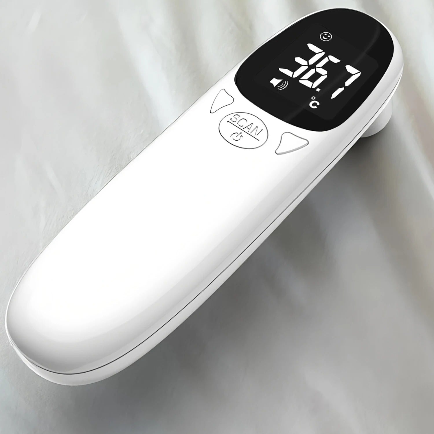 Digital thermometer on a light gray background