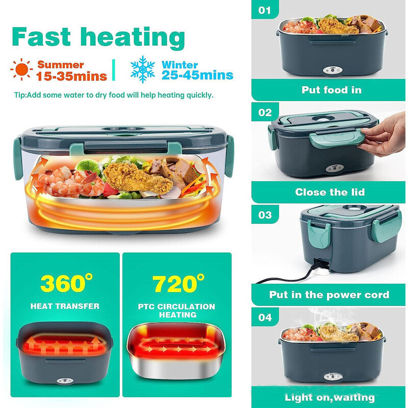 2-in-1 Electric Heated Lunch Box for Car & Home