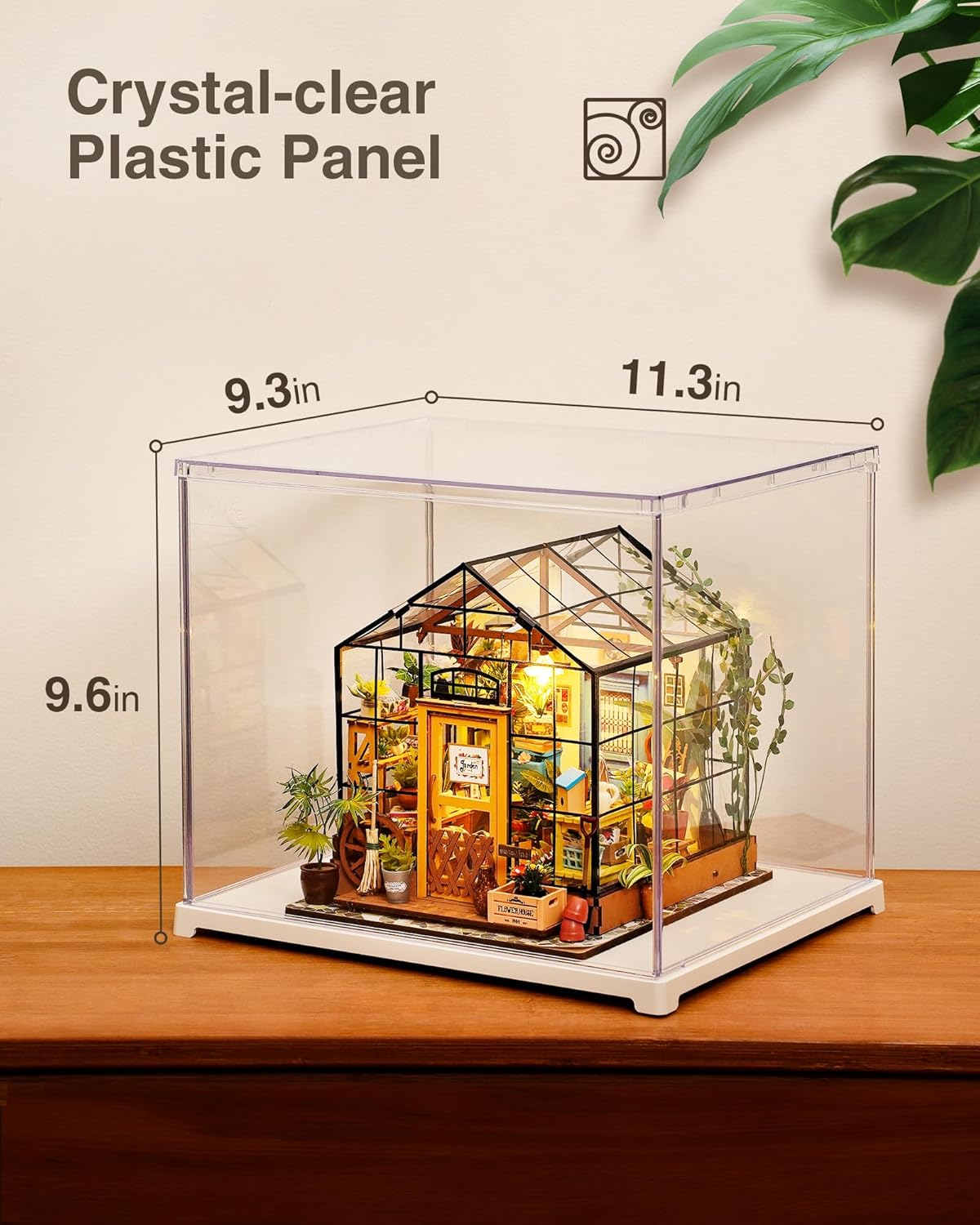 Rolife Acrylic Display Case, Transparent Dust Cover, Suitable For Miniature Houses And 3D Puzzle Models, Stackable Design