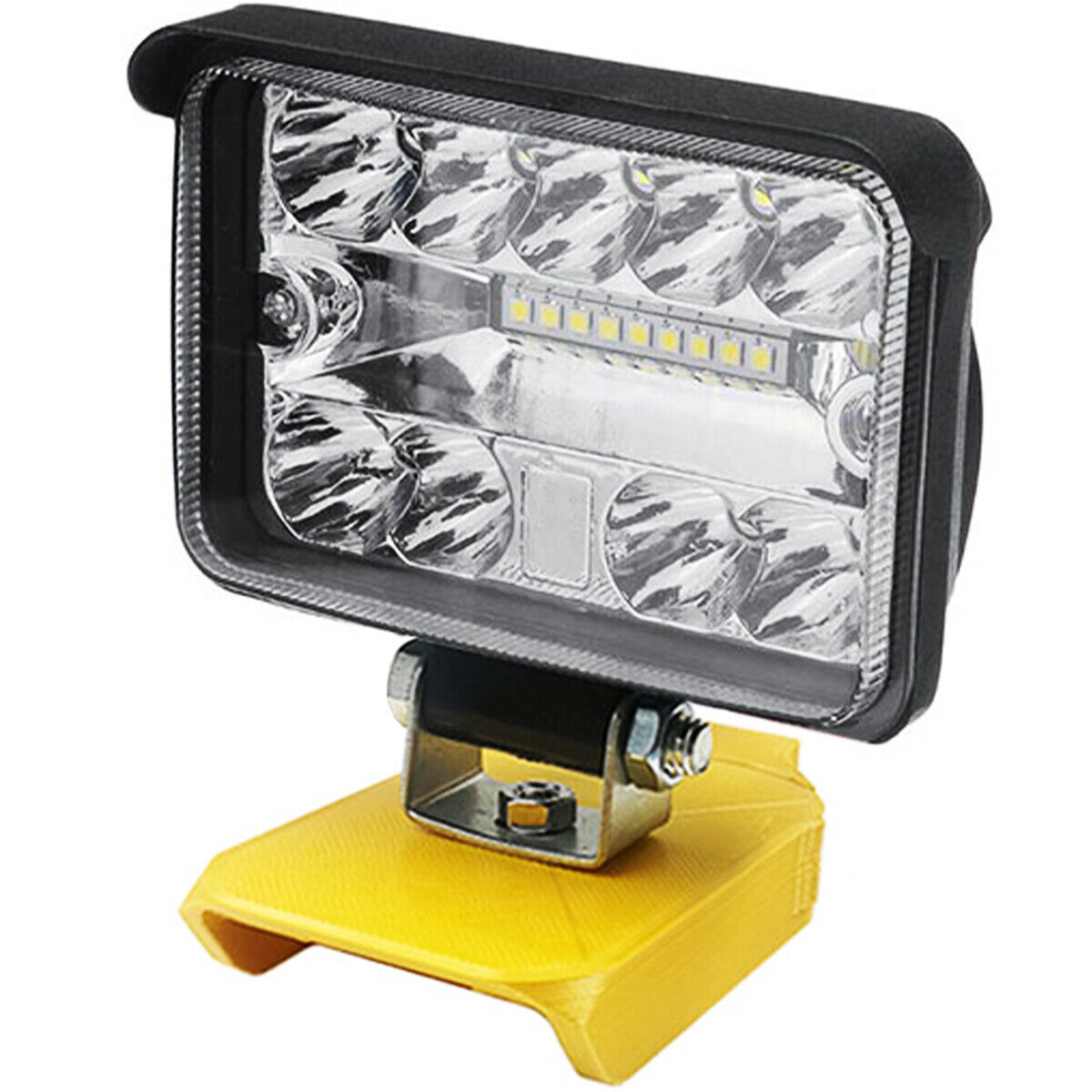Rectangular work light with a yellow base on a white background