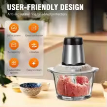 Fruit & Vegetable Chopper 2L Food Processor Small Meat Grinder Electric Dicer with 2 Speeds 4 Bi-Level Blades