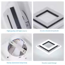 Square Acrylic Ceiling Light Modern LED Ceiling Lamp,20cm 24W LED Ceiling Lights for Bedroom Office Kitchen Living Room