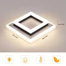 Square Acrylic Ceiling Light Modern LED Ceiling Lamp,20cm 24W LED Ceiling Lights for Bedroom Office Kitchen Living Room