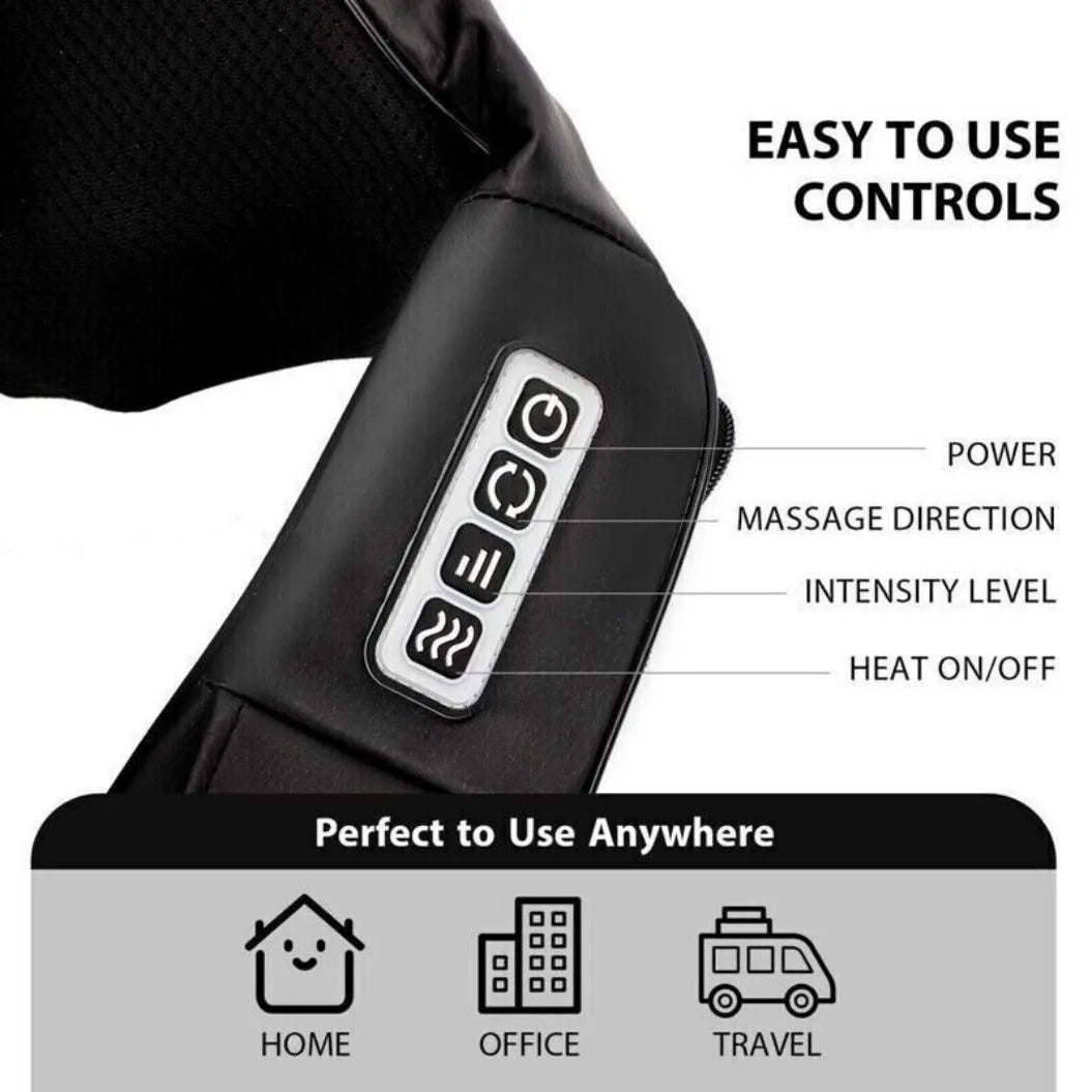 Wireless Neck And Back Massager Shiatsu Deep Kneading Massage