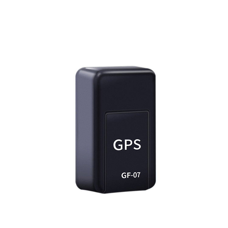 Black GPS tracker with 'GPS' and 'GF-07' text on a white background