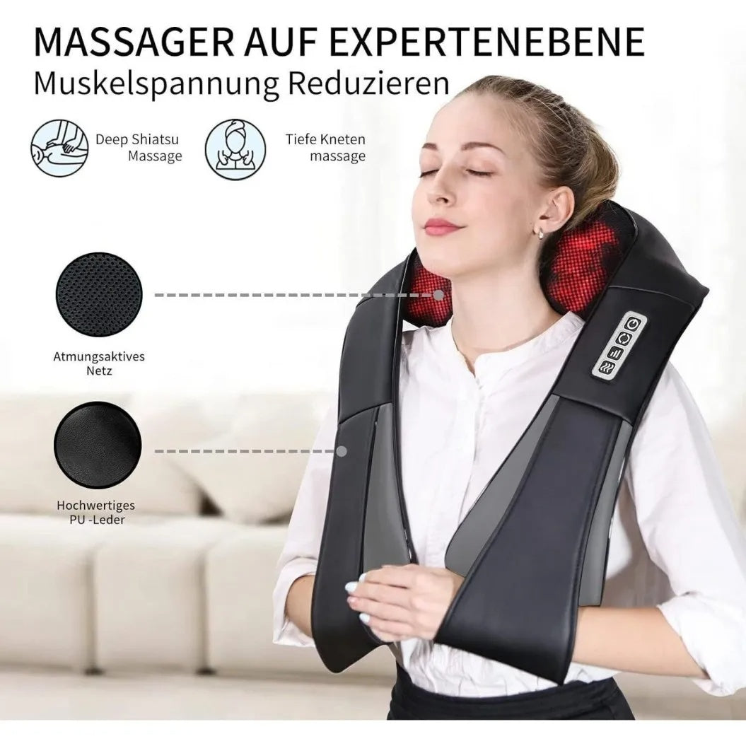 Wireless Neck And Back Massager Shiatsu Deep Kneading Massage