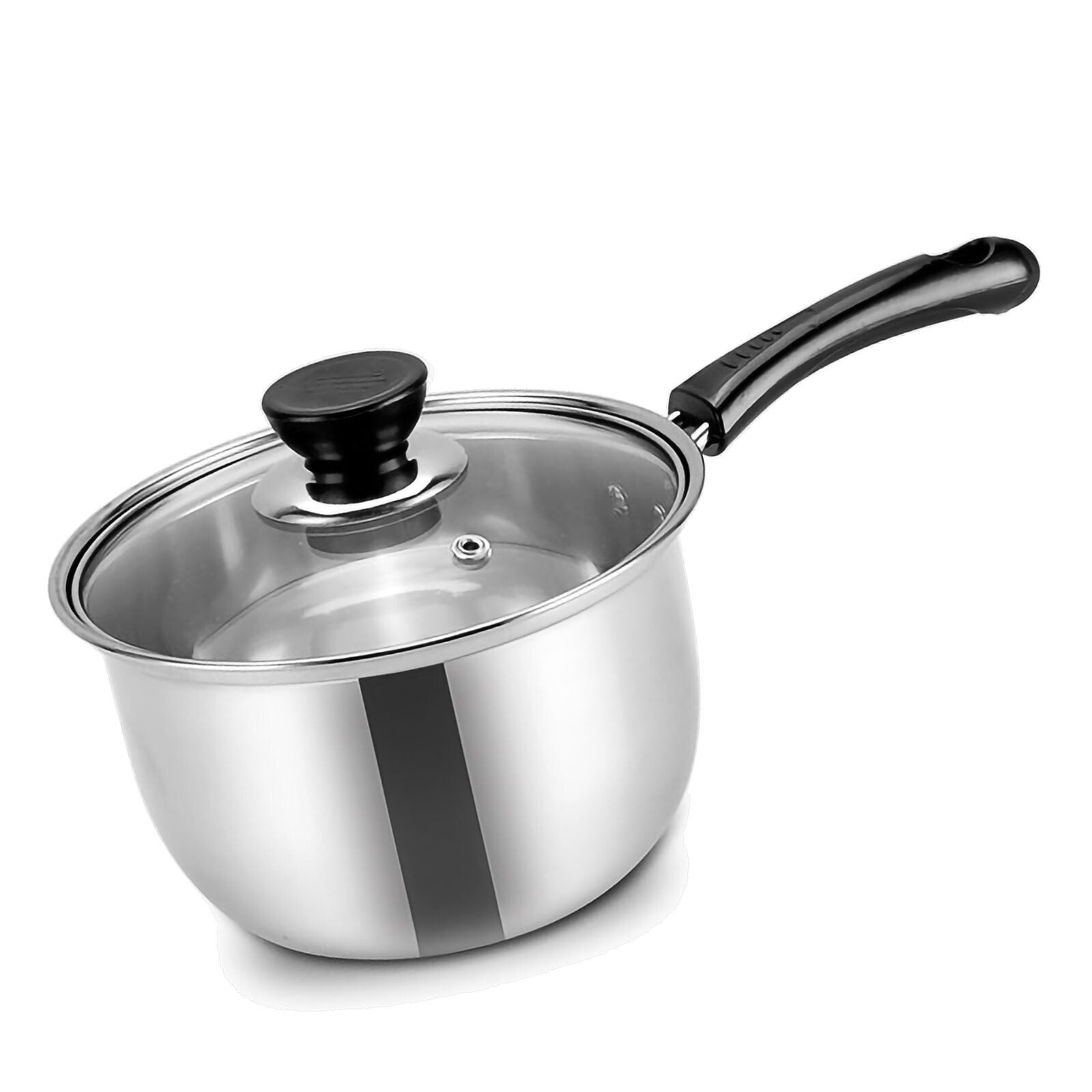 Set Of 3 Induction Non Stick Stainless Steel Cookware Kitchen Glass Lids Pot Pan