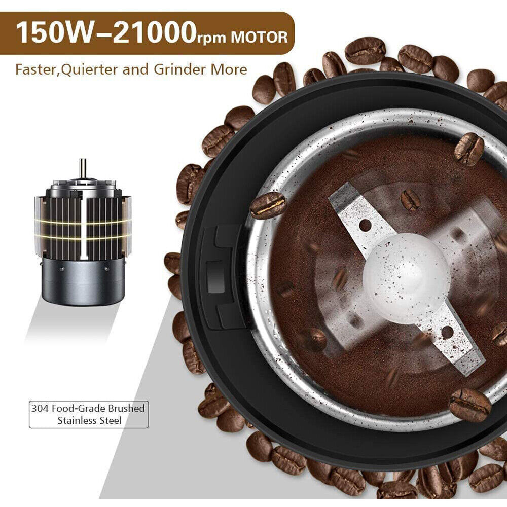 Coffee grinder with coffee beans and motor illustration on a white background