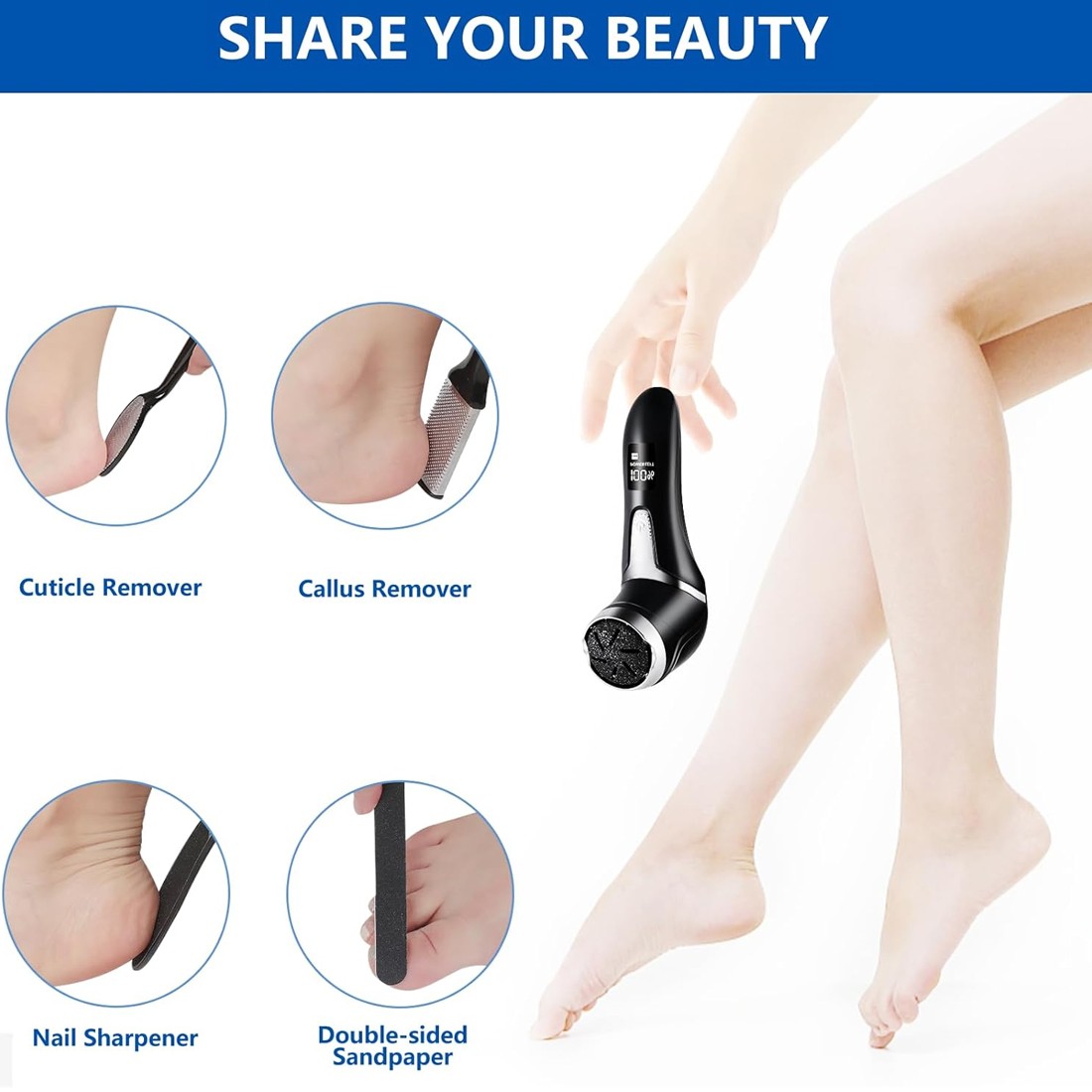 Electric Foot Callus Remover | Rechargeable Hard Skin Remover for Smooth Feet