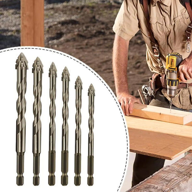 6PCS 4-Blade Saw Tooth Eccentric Drill Bit Four-Edge Serrated Drill Bits Alloy